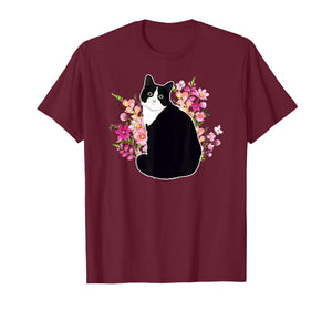 Tuxedo Cat Flowers Tuxedo Cat Owner Tuxedo Cat Lover T-Shirt