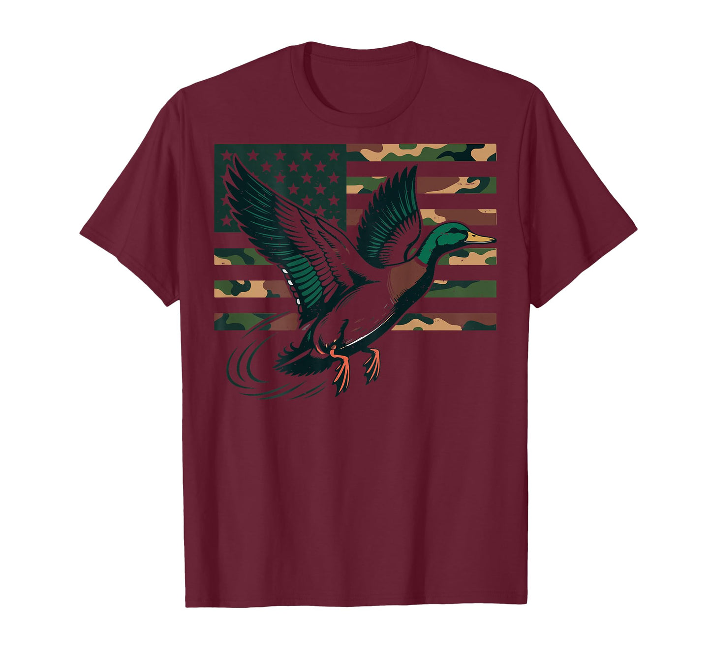 Youth Camo Mallard Duck Hunting Camouflage American Flag Kid T-Shirt
