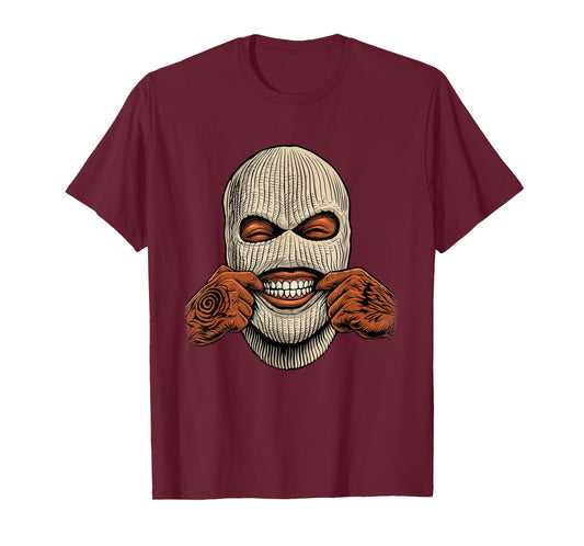 Gangster Ski Mask - 80s 90s Old School Hip Hop T-Shirt