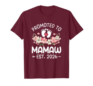 Promoted to Mamaw 2026 First Time Floral New Mamaw T-Shirt