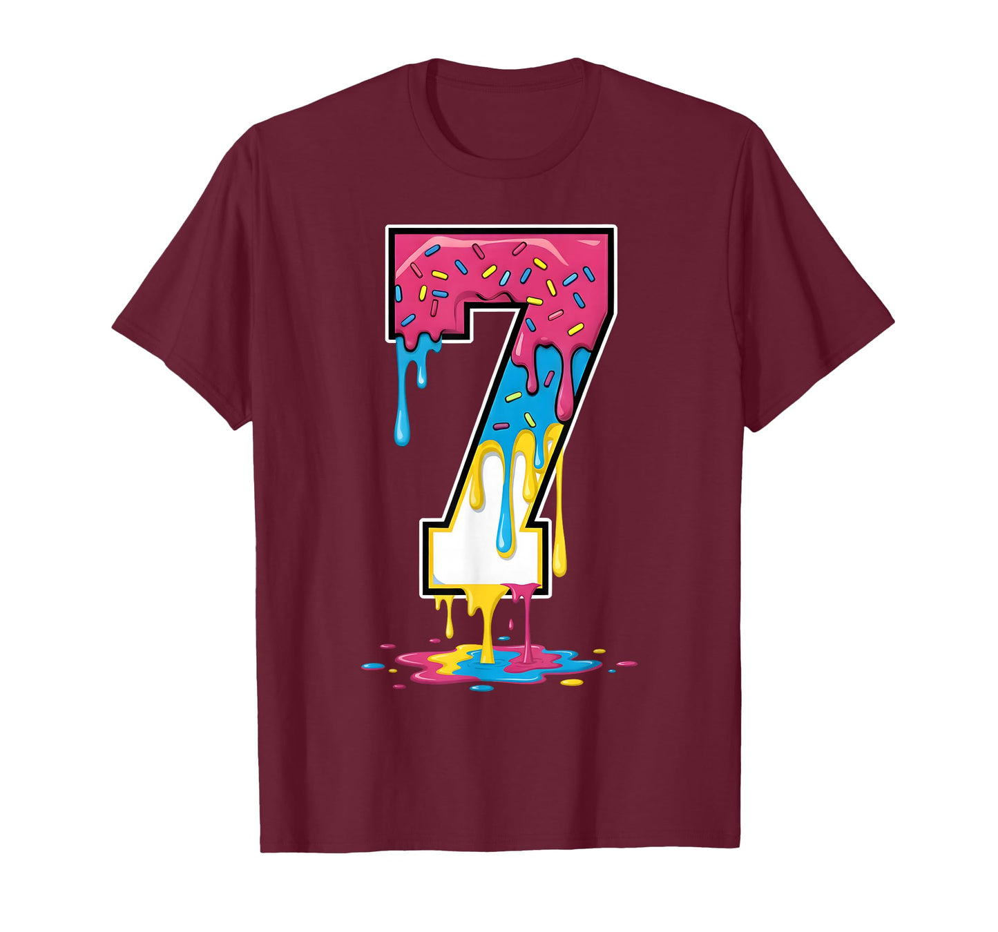 Number 7 Team Sports Ice Cream Drip Matching Varsity 7 T-Shirt