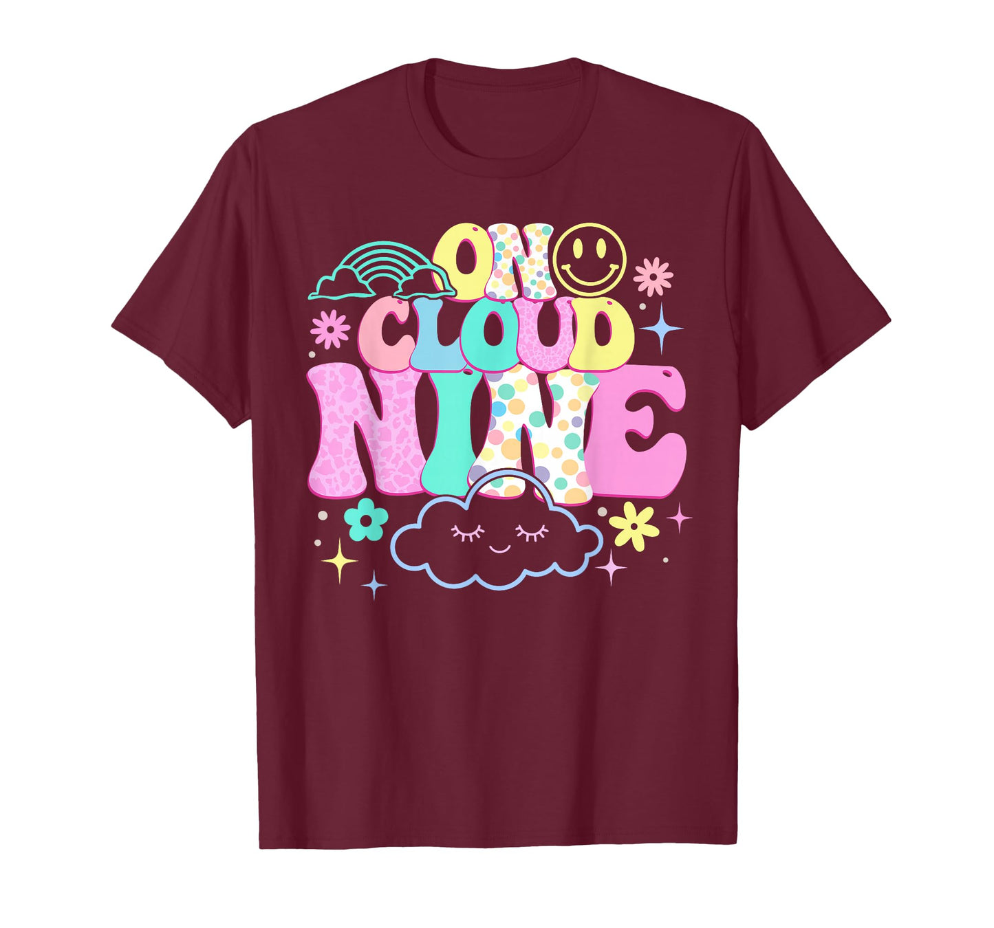 Groovy On Cloud Nine Bday 9th Birthday Girl 9 Year Old T-Shirt