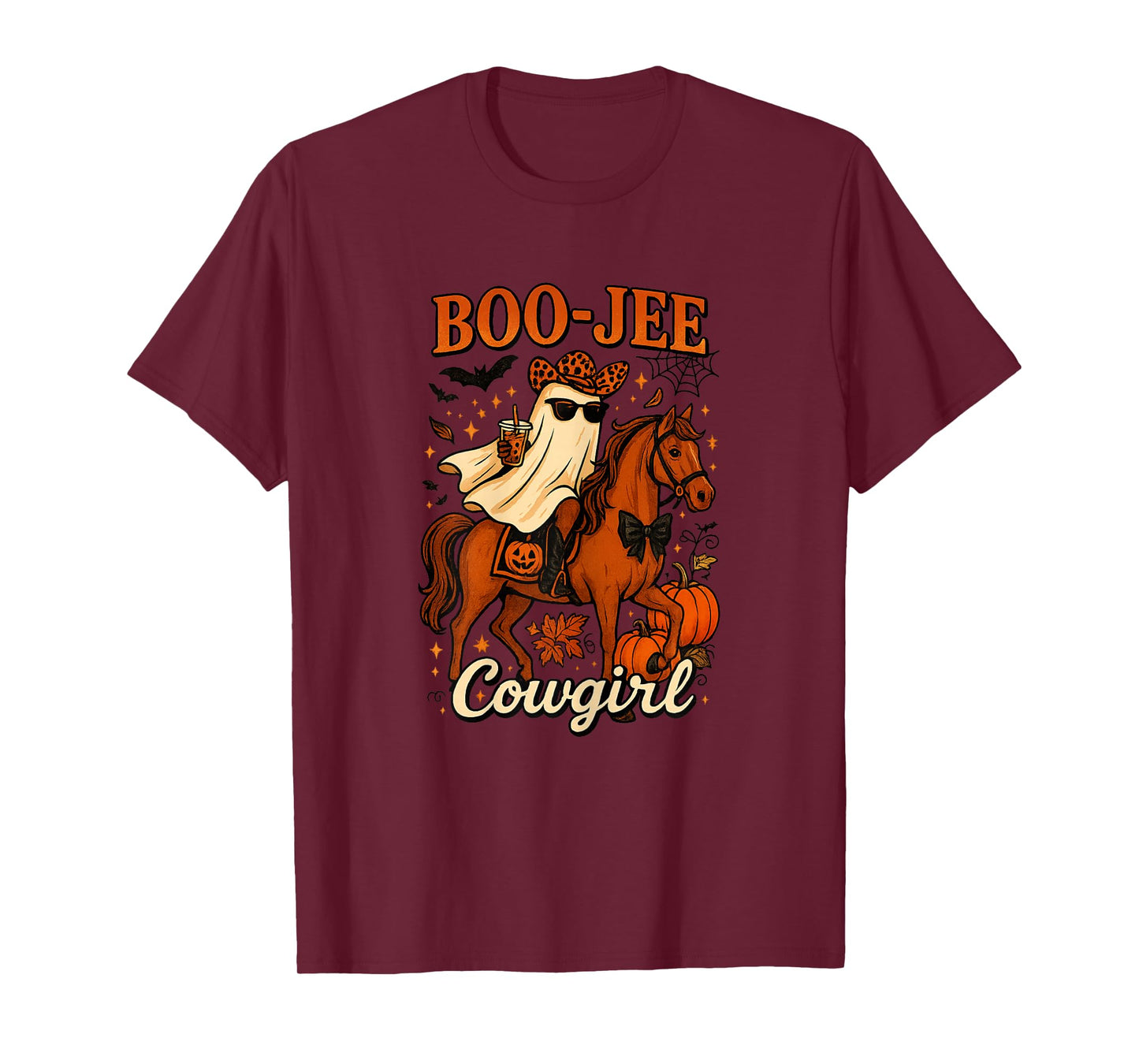 Boo JEE Western Cowgirl Leopard Cowgirl Riding Horse Autumn T-Shirt