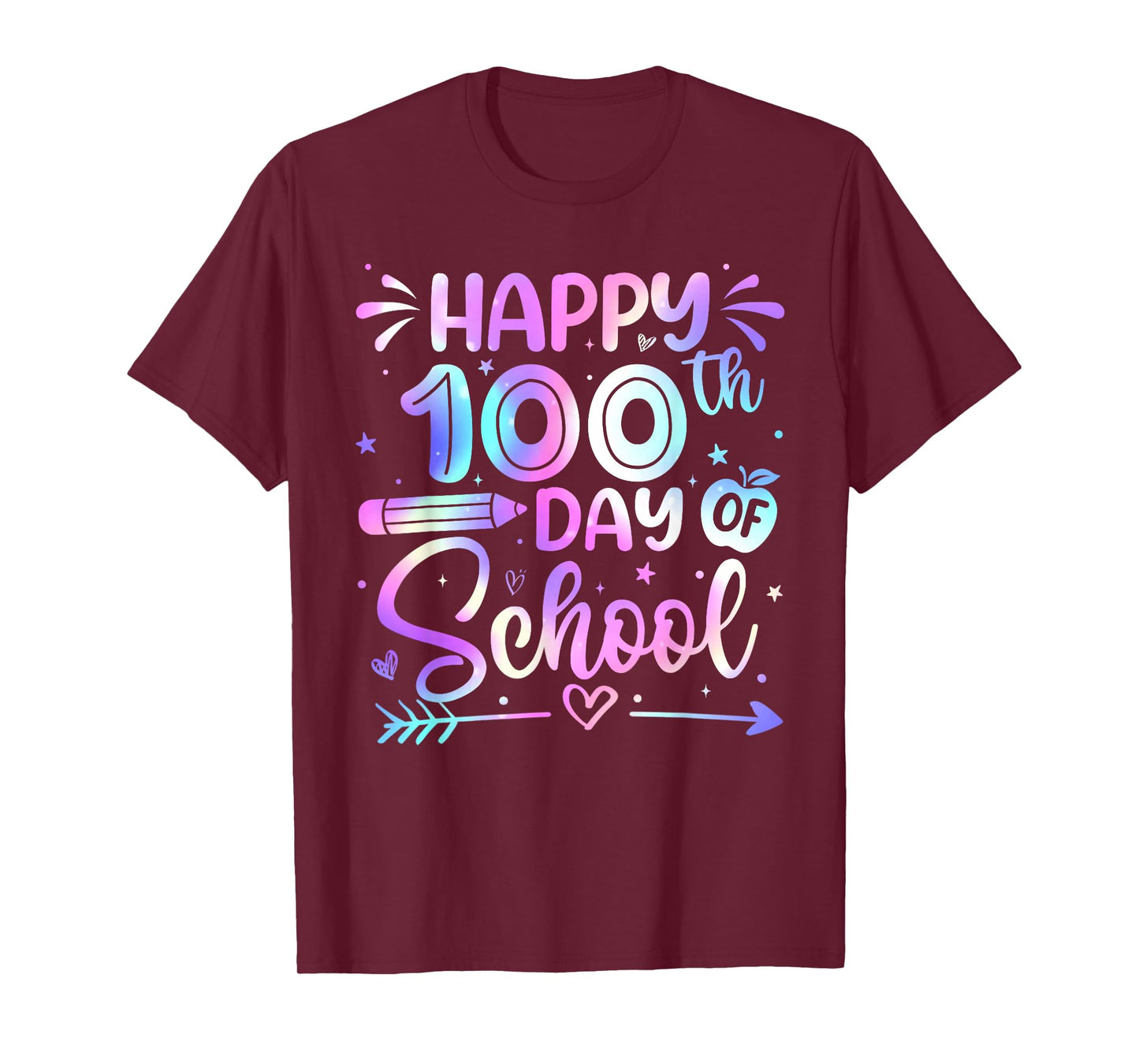 Happy 100th Day of School Shirts for Teacher Girls 100 Days T-Shirt