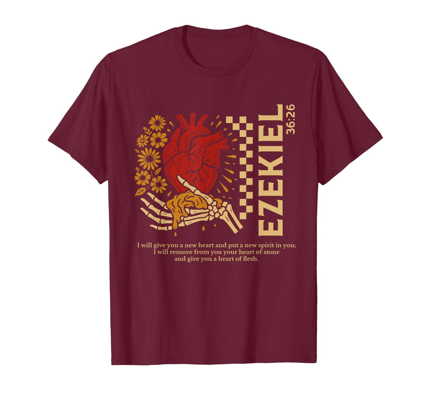 Vintage Ezekiel 36-26 Heart of Flesh Bible Verse Christian T-Shirt