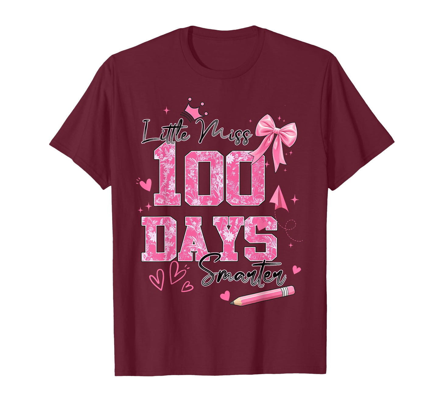 Little Miss 100 Days Smarter Kids Girls 100th Day of School T-Shirt