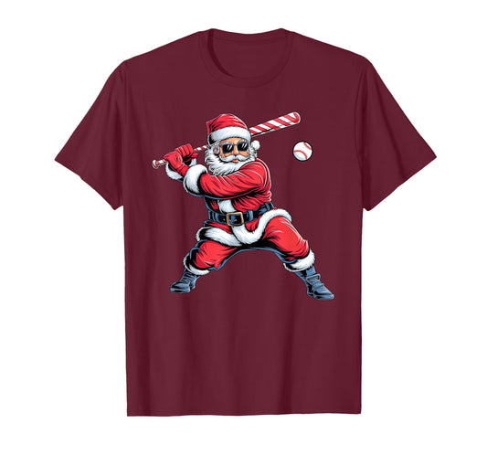 Funny Santa Baseball Christmas Pajamas Xmas Men Boy Toddlers T-Shirt