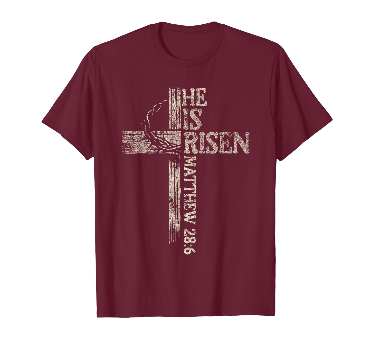 Vintage Retro Style Cross He is Risen Jesus Christian T-Shirt