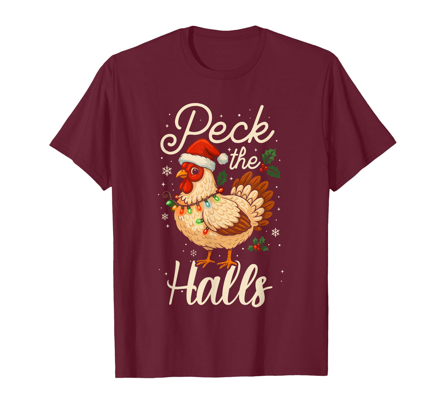 Funny Christmas Chicken Pajamas Shirt, Peck The Halls T-Shirt