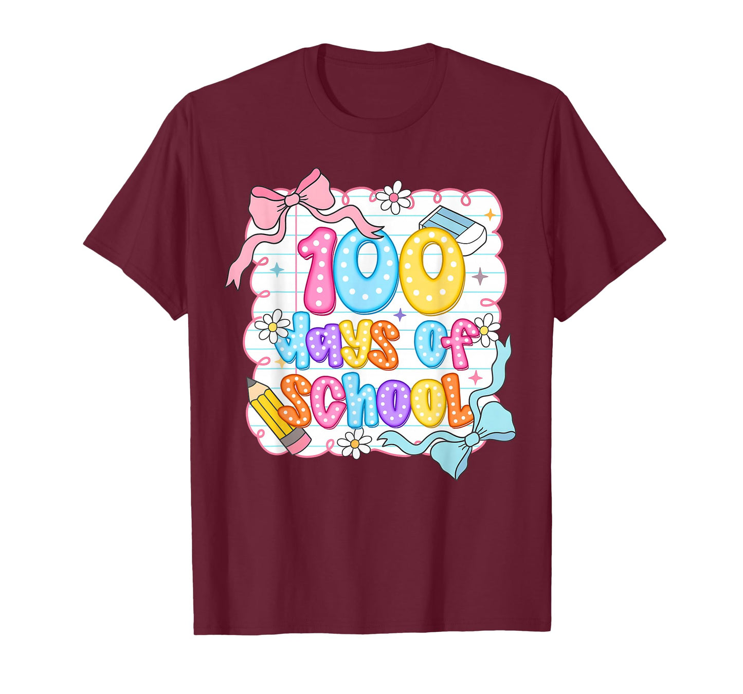 Preppy 100th Day of School Teacher Kid 100 Days Coquette Bow T-Shirt