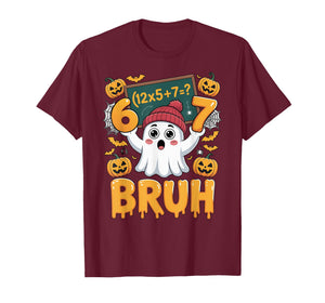 67 Teacher Halloween Ghost Six Seven Meme Math Humor Ghost T-Shirt