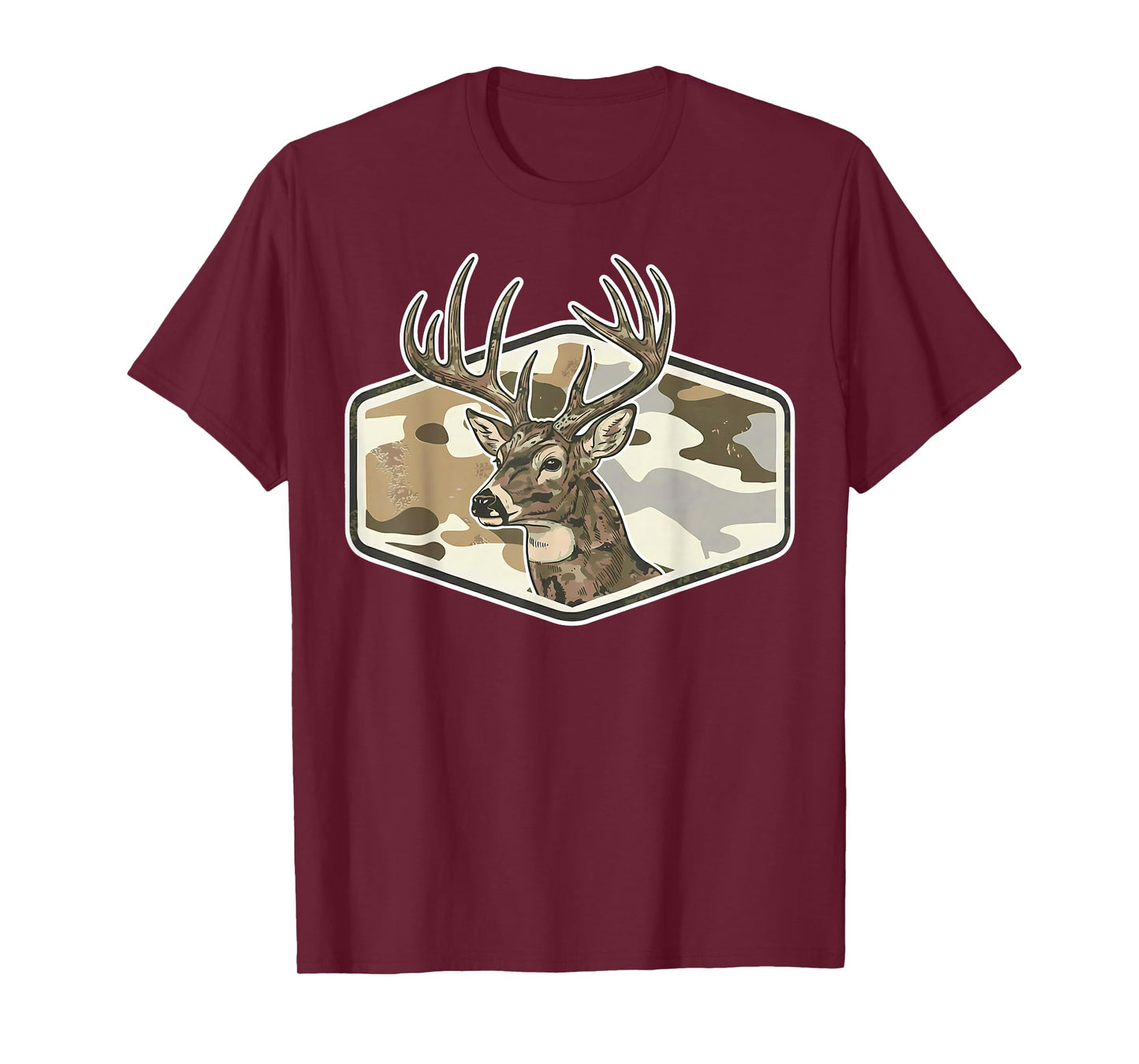 Vintage Whitetail Antlers Deer Camouflage Hunting Buck T-Shirt