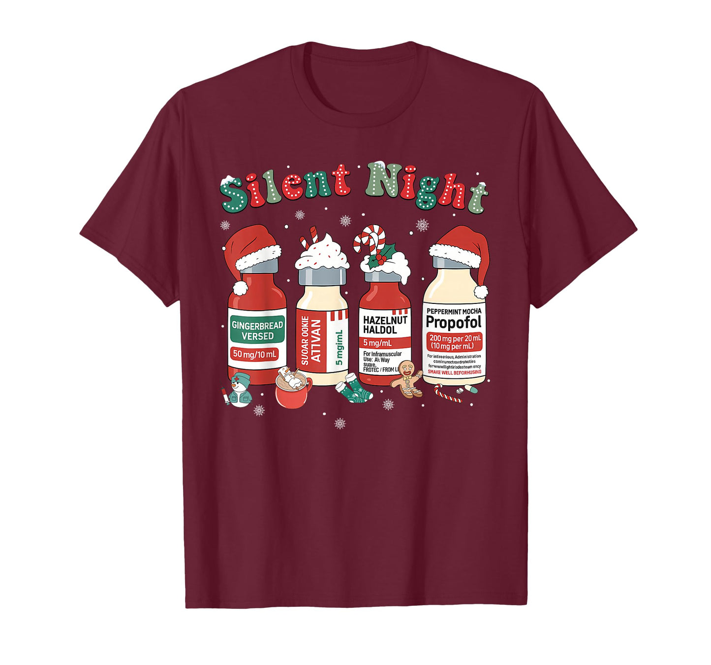 Funny Santa Propofol Silent Night ICU Nurses Merry Christmas T-Shirt