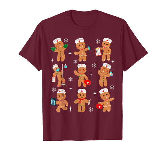 Cute Nurse Gingerbread Christmas Healthcare Workers Nursing T-Shirt