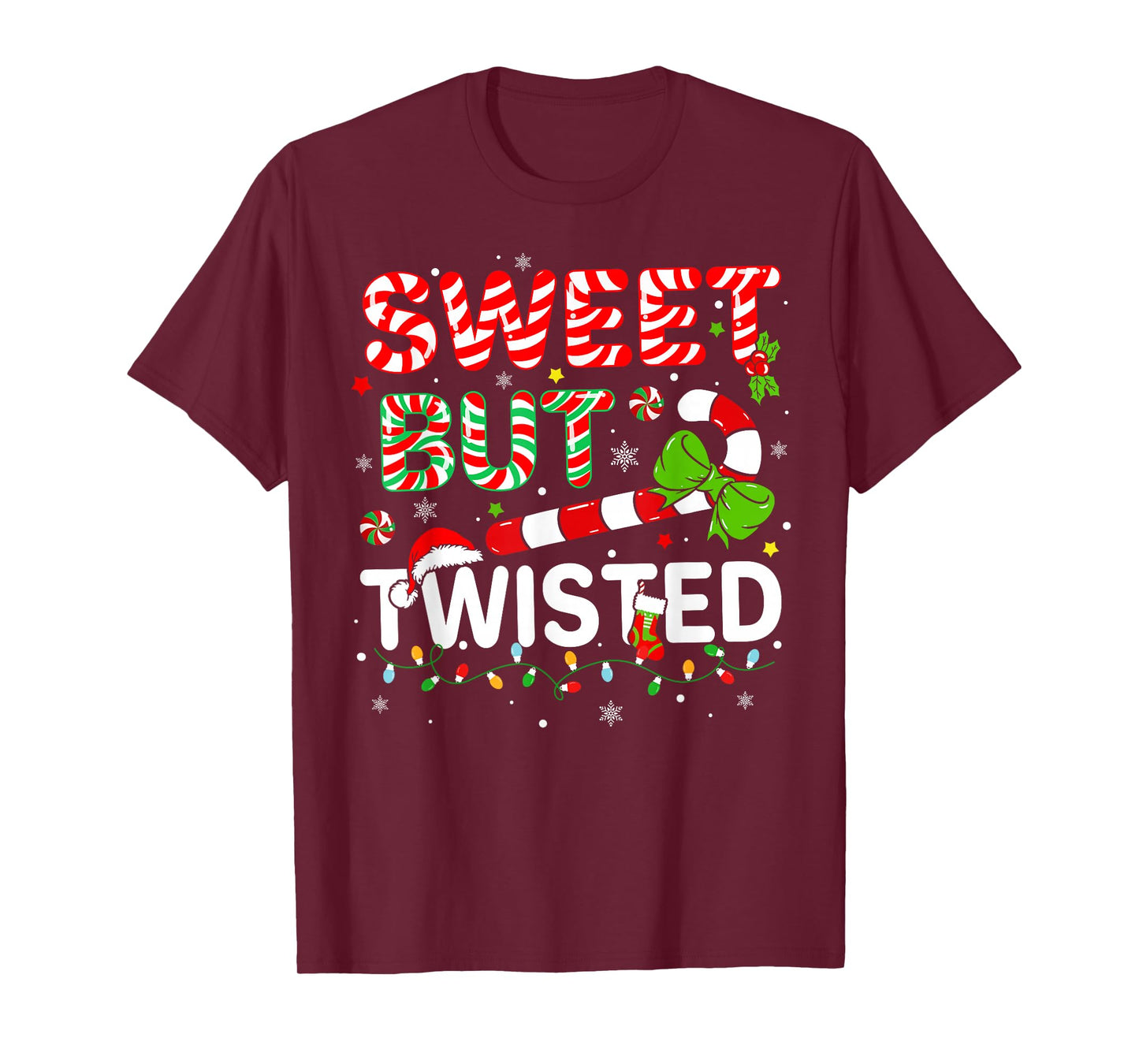 Sweet But Twisted Funny Christmas Candy Cane Xmas Holiday T-Shirt