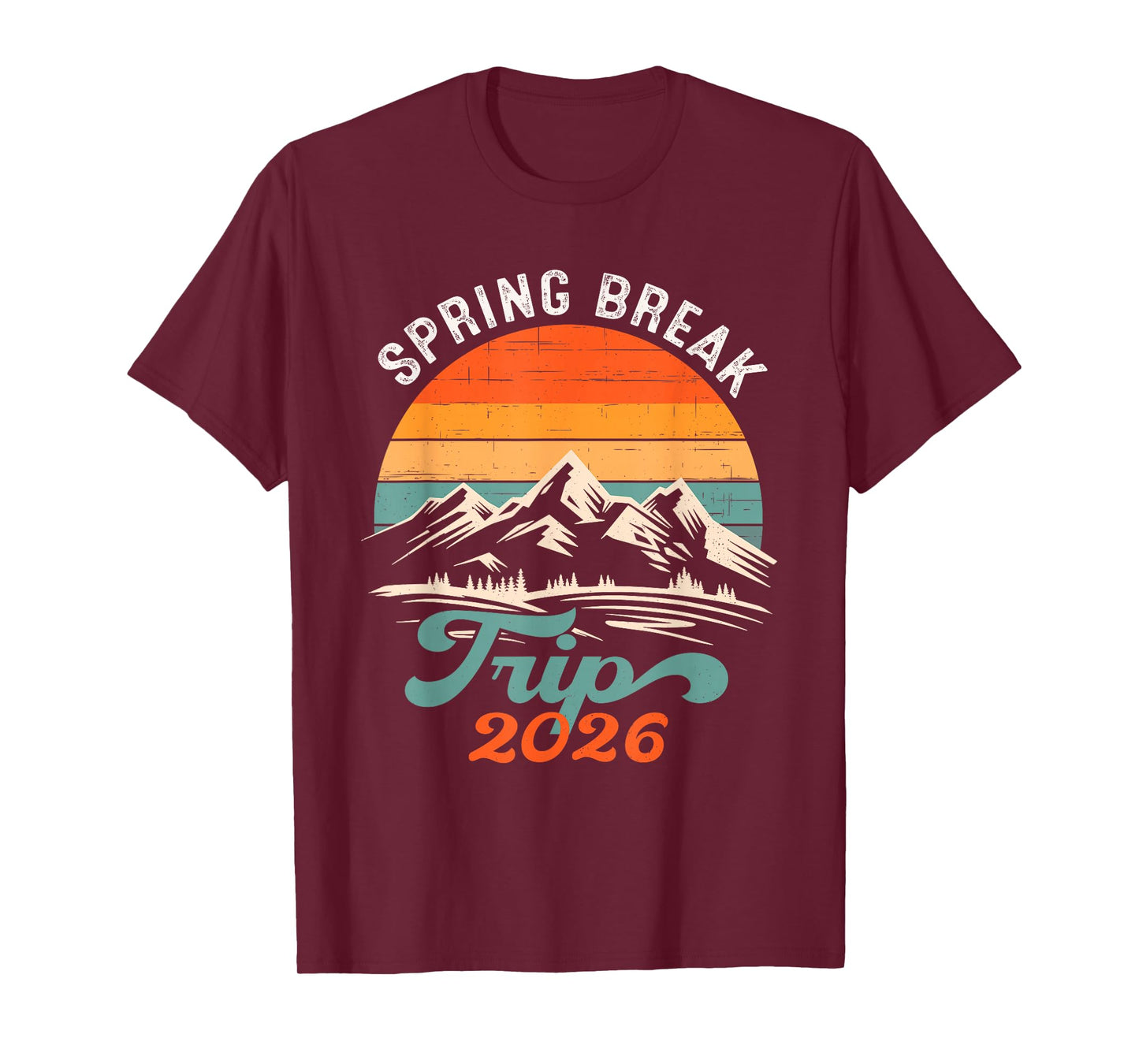 Spring Break Trip 2026 Mountains Matching Vacay Retro T-Shirt