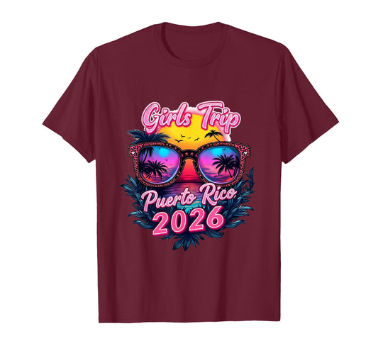 2026 Girls Trip Vacation Woman Puerto Rico Retro Beach T-Shirt