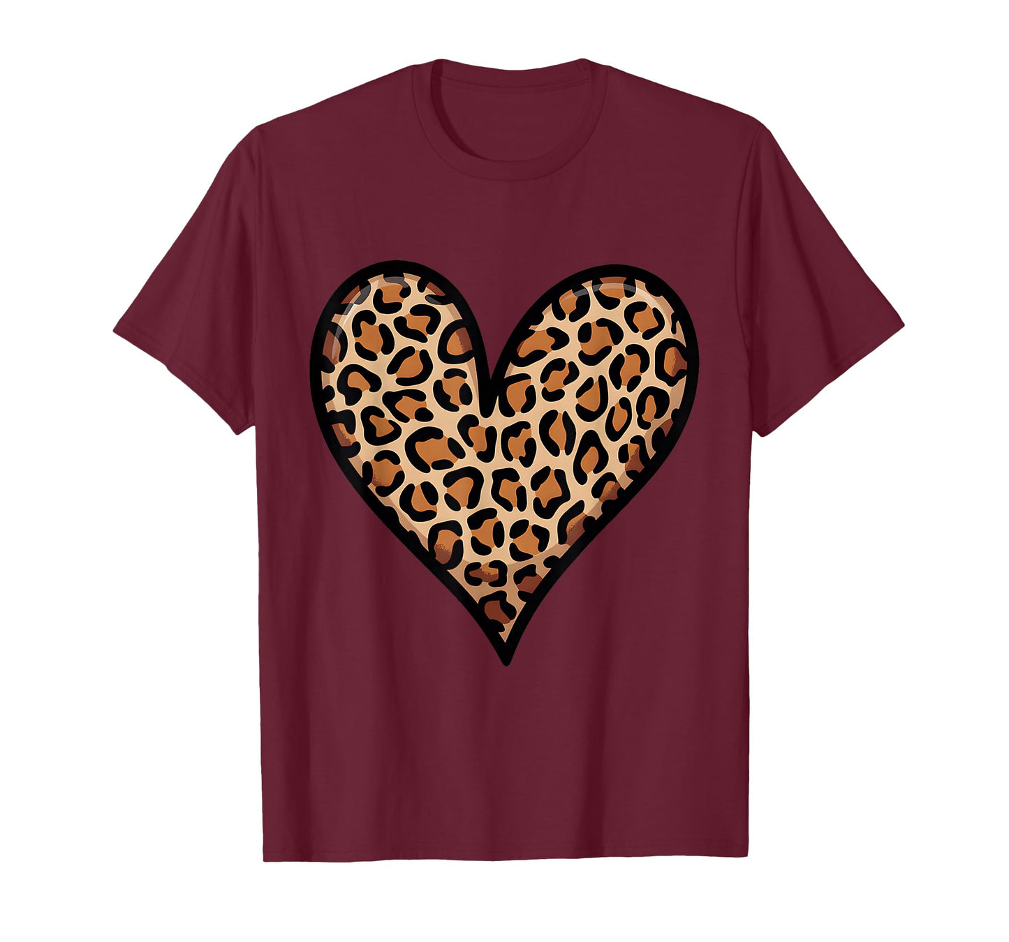 Love Cheetah Leopard Print Heart Valentines for Girls Women T-Shirt