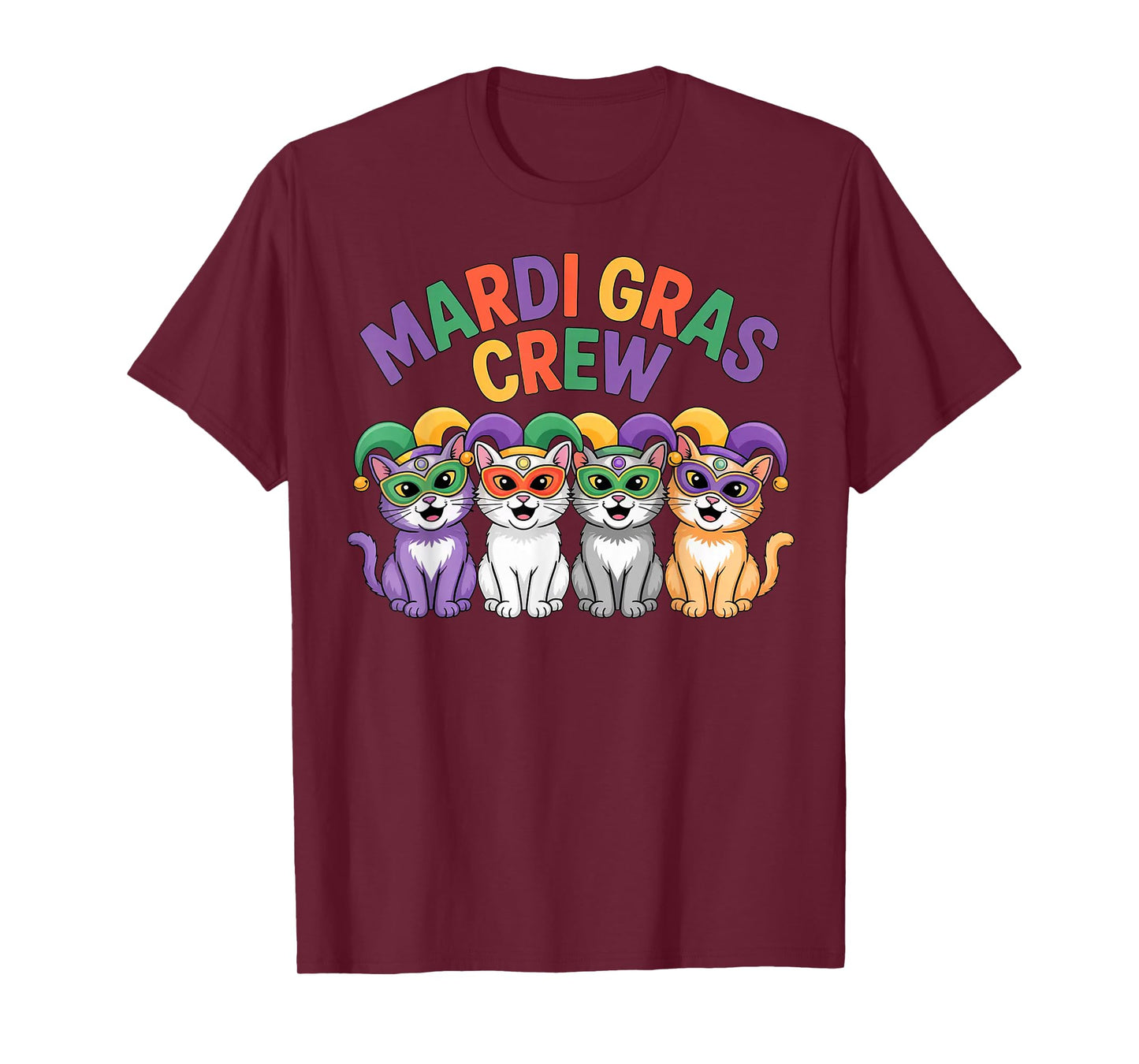 Mardi Gras Crew Cat Mask Party Art Design T-Shirt