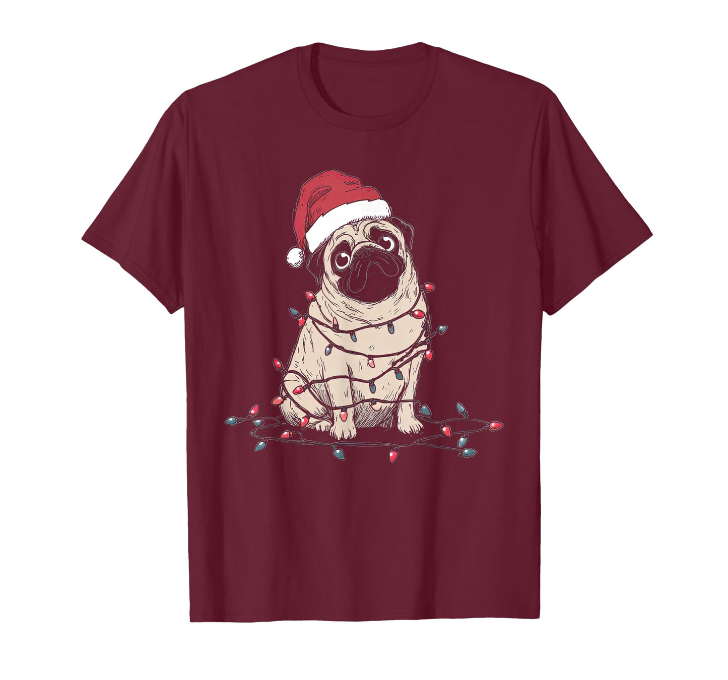 Funny Pug Christmas Graphics Dog Lights Lover Owner T-Shirt