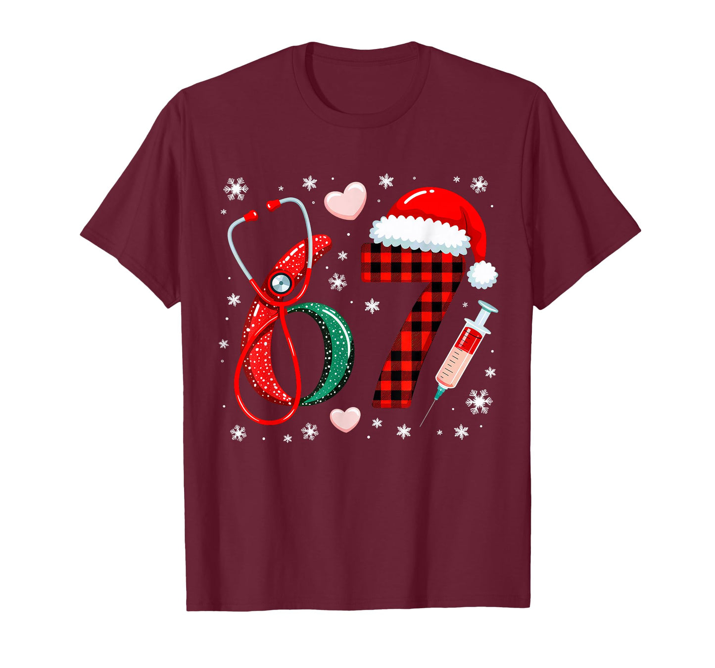 Funny 67 Meme Nurse Six Seven Nursing Festive Christmas T-Shirt