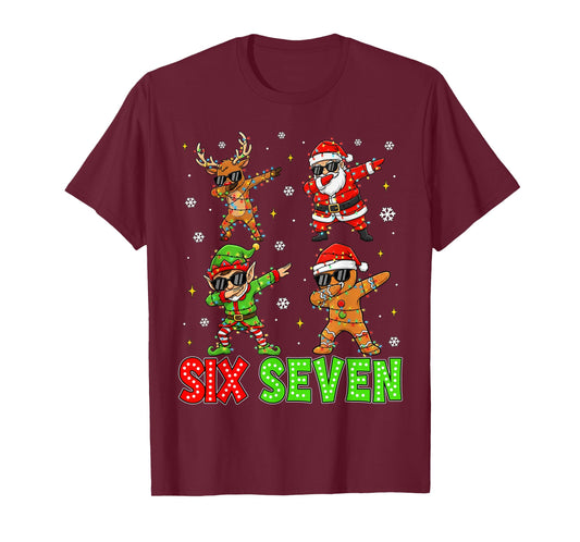 67 Six Seven Santa Reindeer Elf Gingerbread Christmas Kids T-Shirt