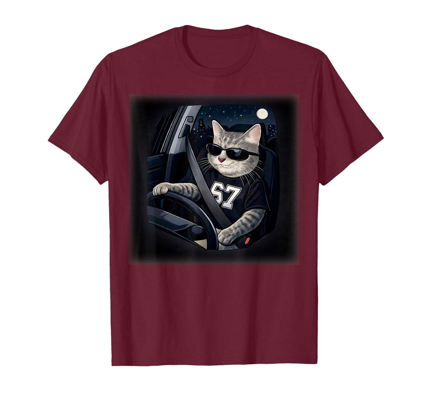Cool Cat Driving 67 Sunglasses Funny Gifts for Men Women Kid T-Shirt