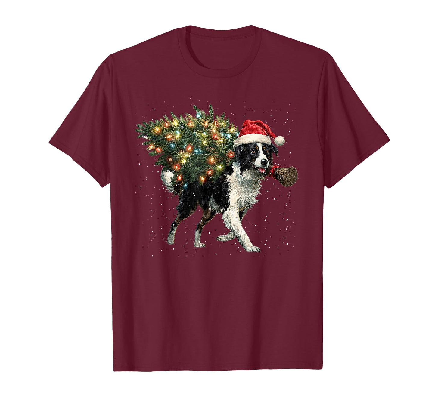 Cute Border Collie Dog in a Christmas Tree for Men Women T-Shirt