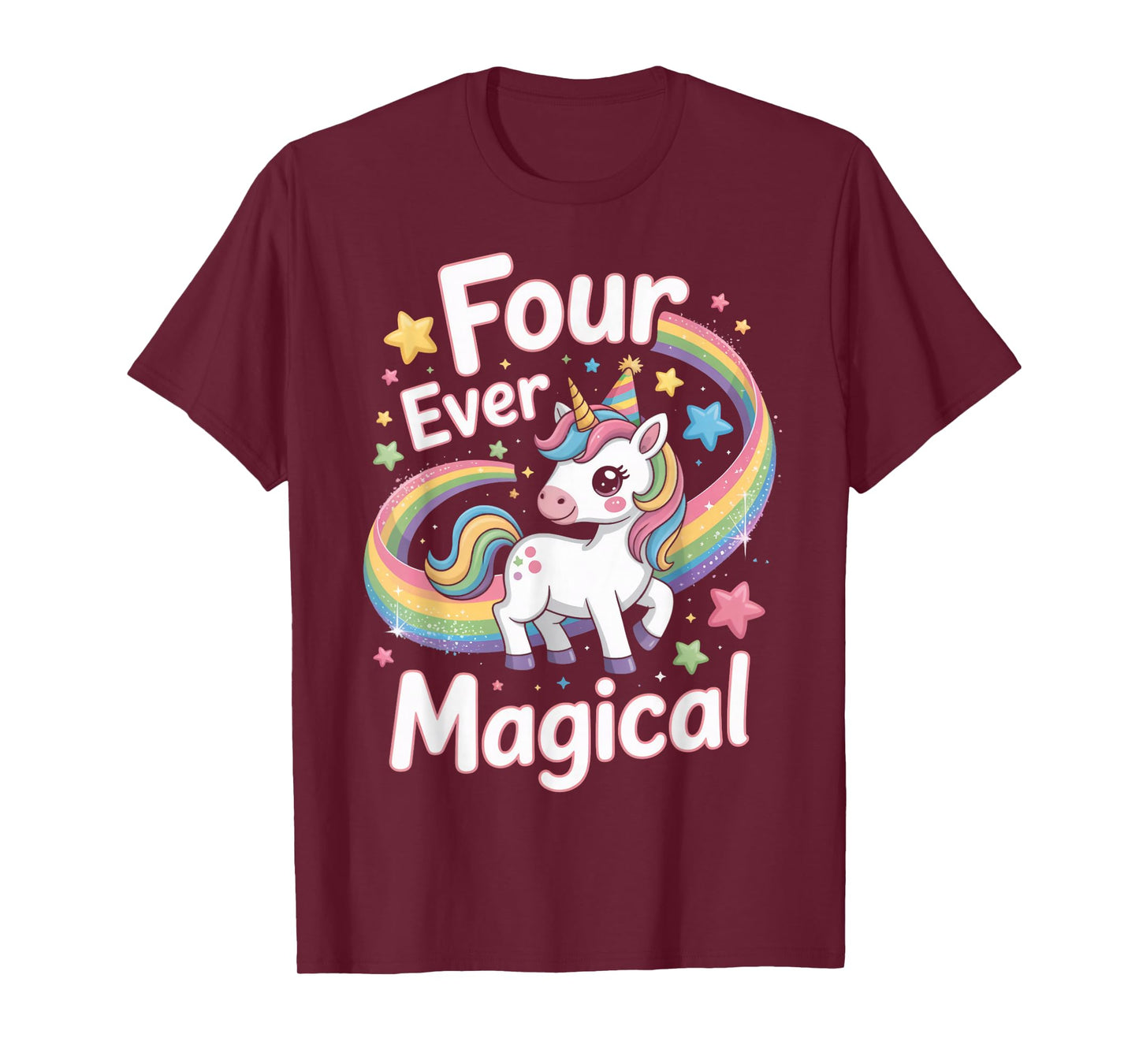 Four Ever Magical 4 Years Old Unicorn Kids 4th Birthday T-Shirt