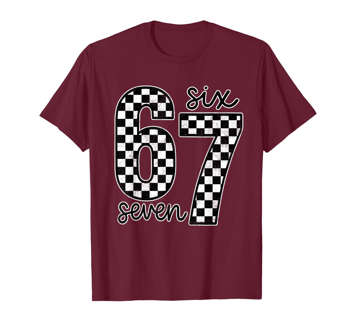 Funny Six Seven 67 Checkered Meme Cool Design for Boys Kids T-Shirt
