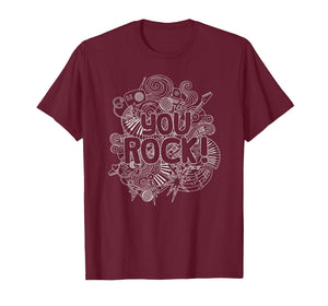 You Rock Music-Themed Coloring Page Style White Line Art T-Shirt