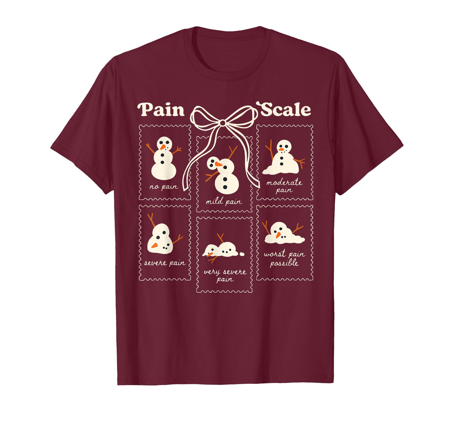 Pain Scale Snowman Funny Nurse Christmas ICU Nurse Coquette T-Shirt