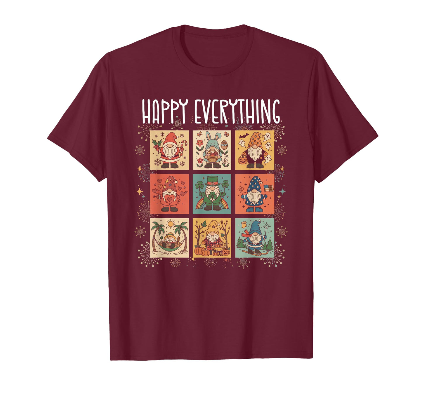 Whimsical Gnome Holiday Collage Happy Everything Christmas T-Shirt