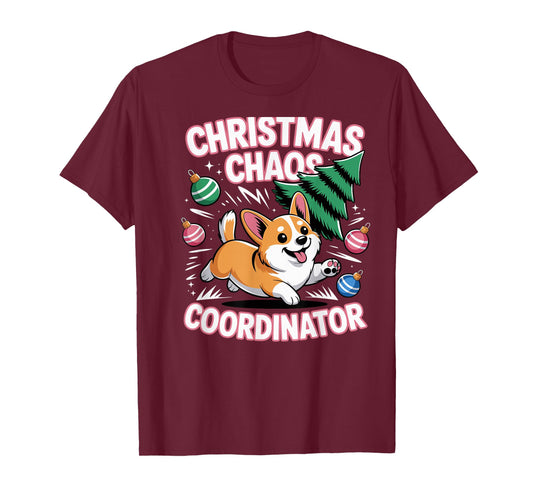 Christmas Chaos Coordinator Xmas Puppy Funny Welsh Corgi T-Shirt