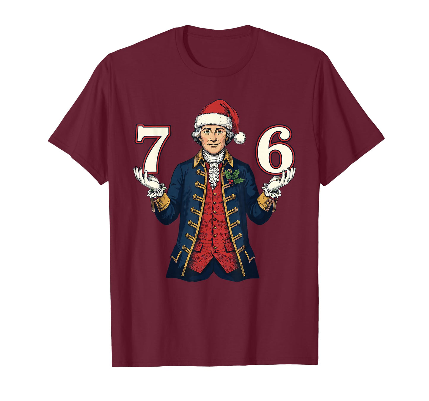 7-6 6-7 Funny George Washington Santa 67 Meme Christmas T-Shirt
