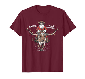 Retro Cowboy Santa Claus Reindeer? I've Got Longhorns Cow T-Shirt