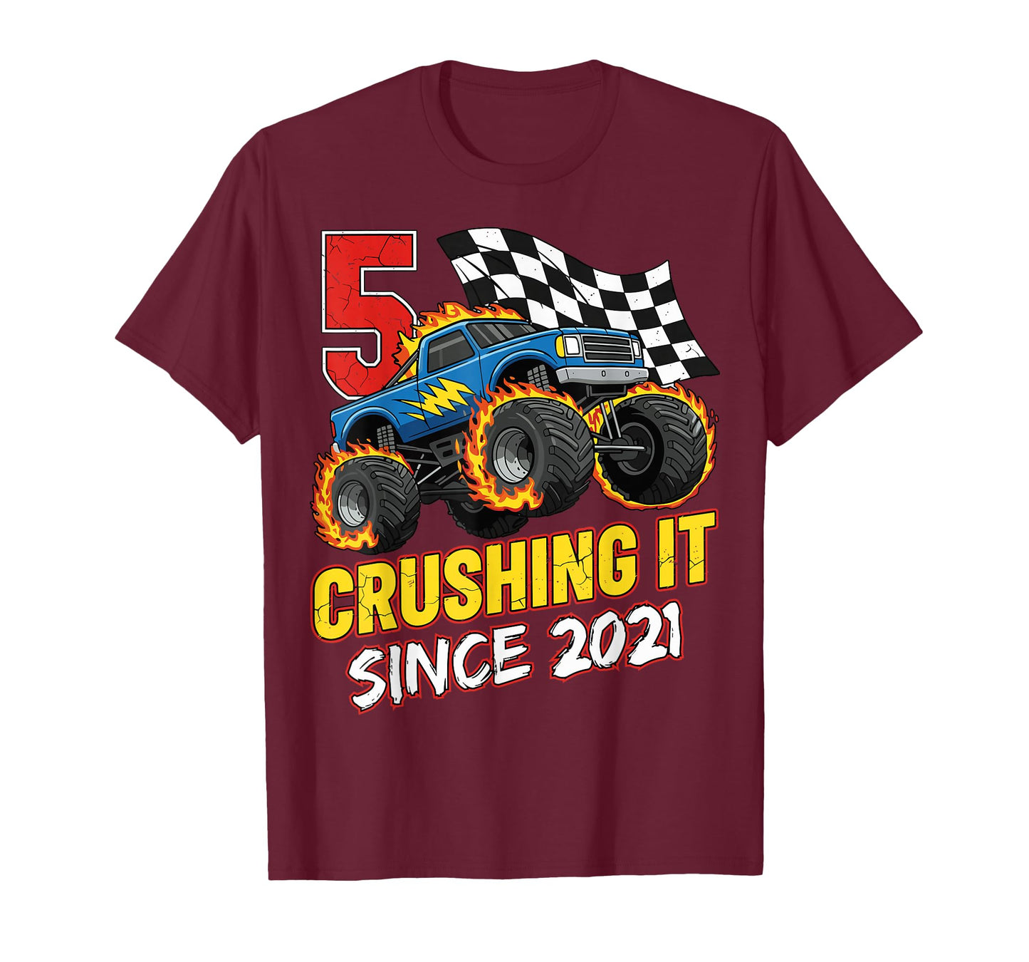 Birthday Monster Truck 5 Year Old Boys 5th Party Born 2021 T-Shirt