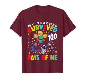 Kids 100th Day of School My Teacher Survived 100 Days of Me Boys T-Shirt