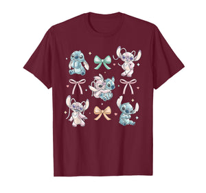 Disney Stitch & Angel Coquette Style Bows Valentine's Day T-Shirt
