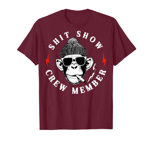 (ON Back) Shit Show Crew Member Monkey Retro Vintage T-Shirt