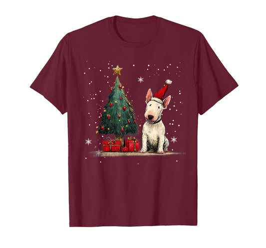 Funny Bull Terrier Dog Christmas Tree Women Men Kids T-Shirt