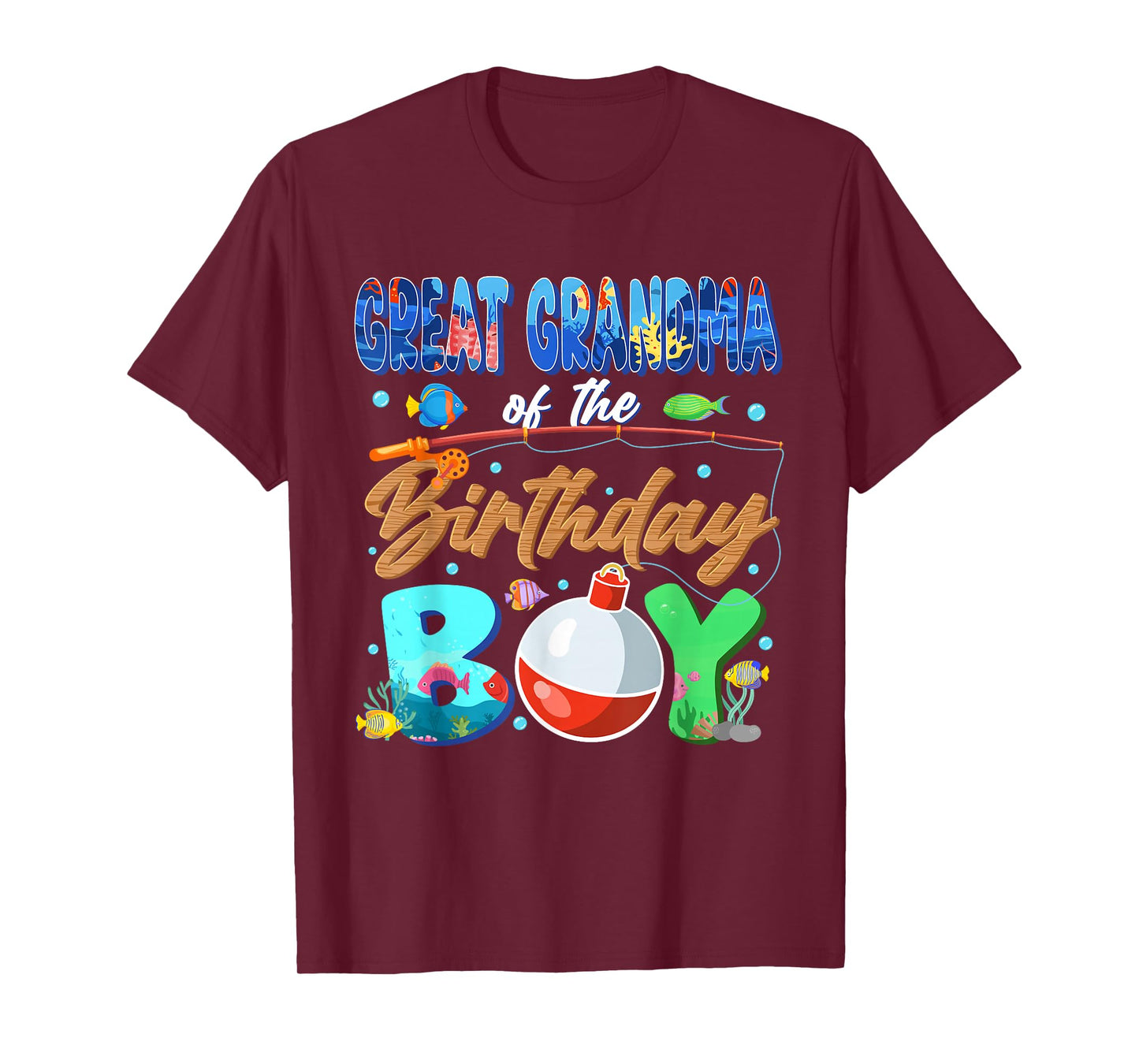 Great Grandma of The Birthday Boy Fishing Family Matching T-Shirt