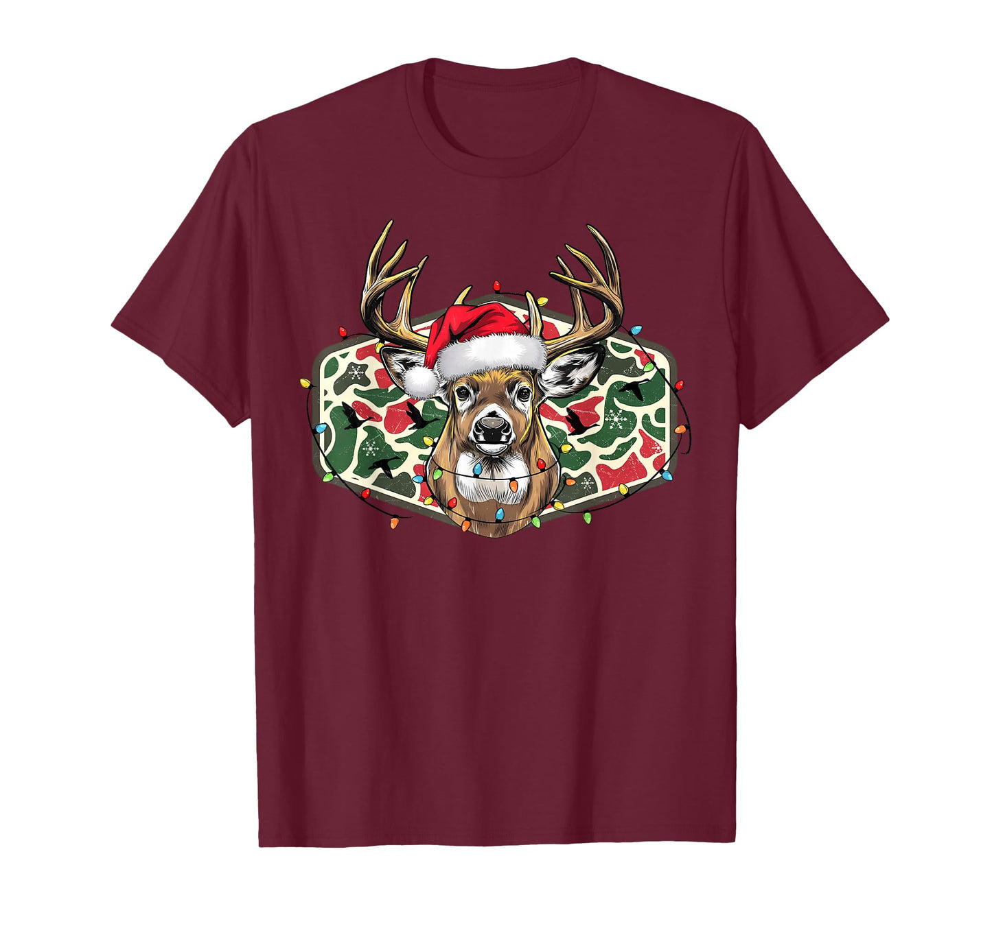 Christmas Deer Hunting Camo Merry Xmas Holiday Dad Father T-Shirt