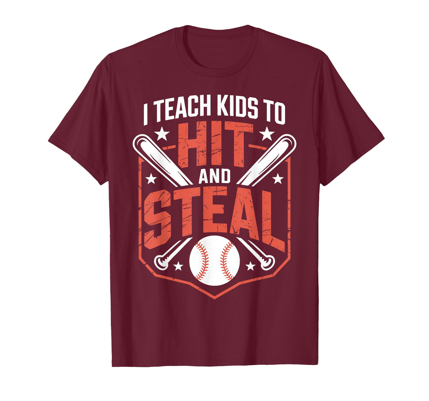 I Teach Kids to Hit and Steal Funny Baseball Softball Coach T-Shirt