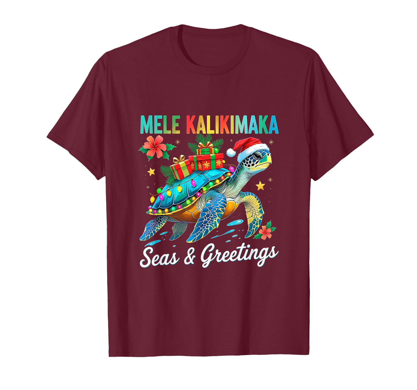 Mele Kalikimaka Hawaiian Cocktail Party Santa Turtle Beach T-Shirt