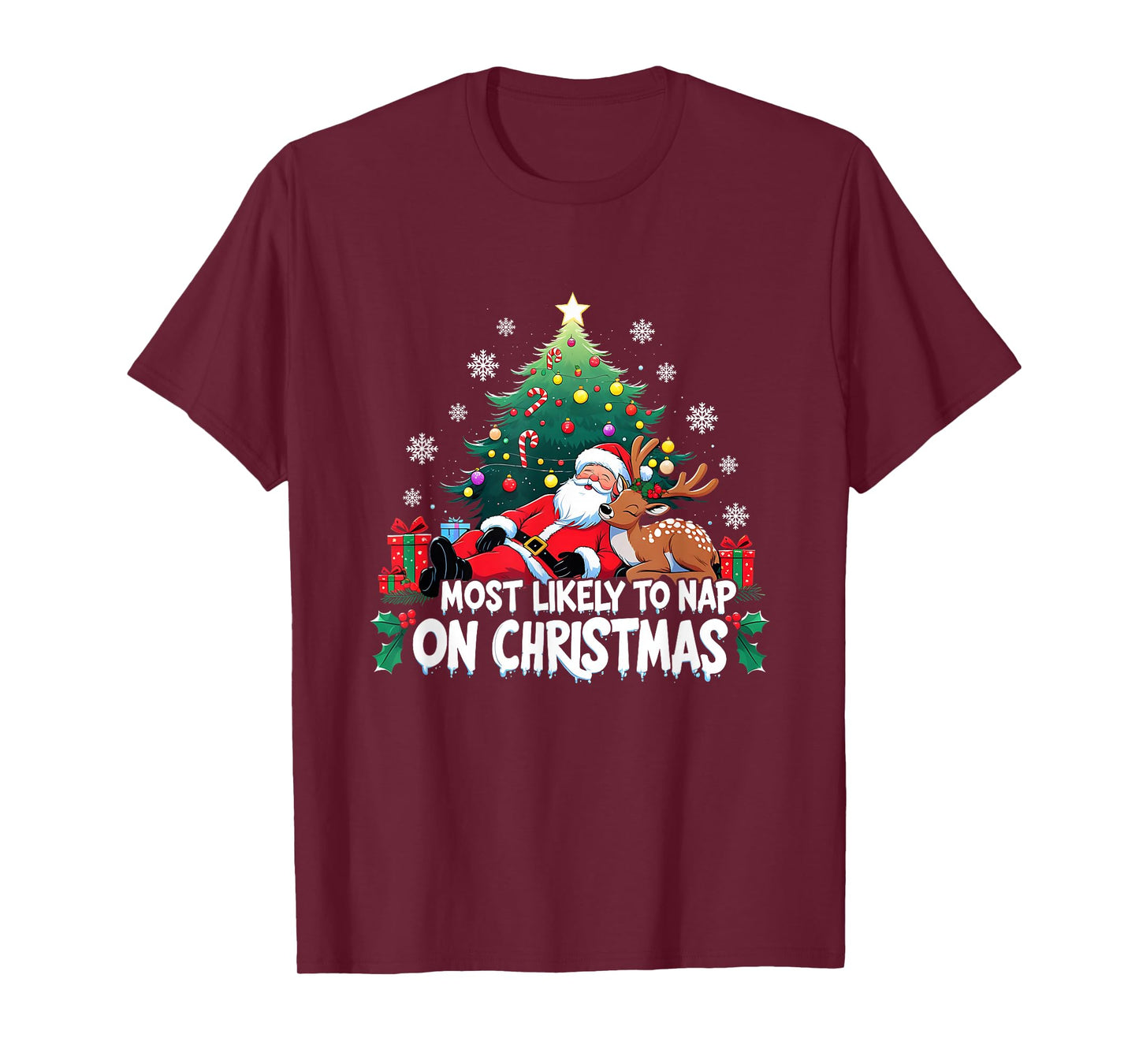 Most Likely to Nap On Christmas Funny Holiday T-Shirt