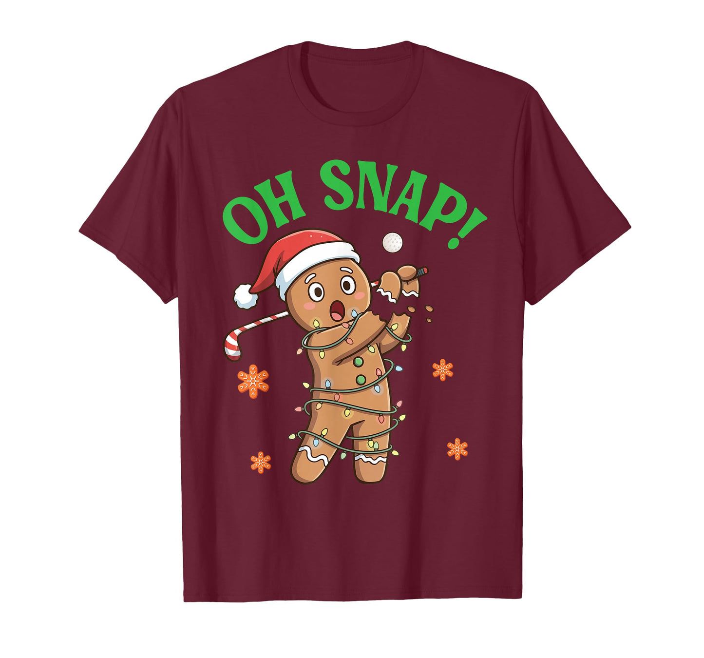 Funny Gingerbread Golf Christmas Cookie Oh Snap Santa Hat T-Shirt
