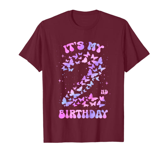 2 Year Old Birthday Girl Butterfly It's My 2nd Birthday T-Shirt