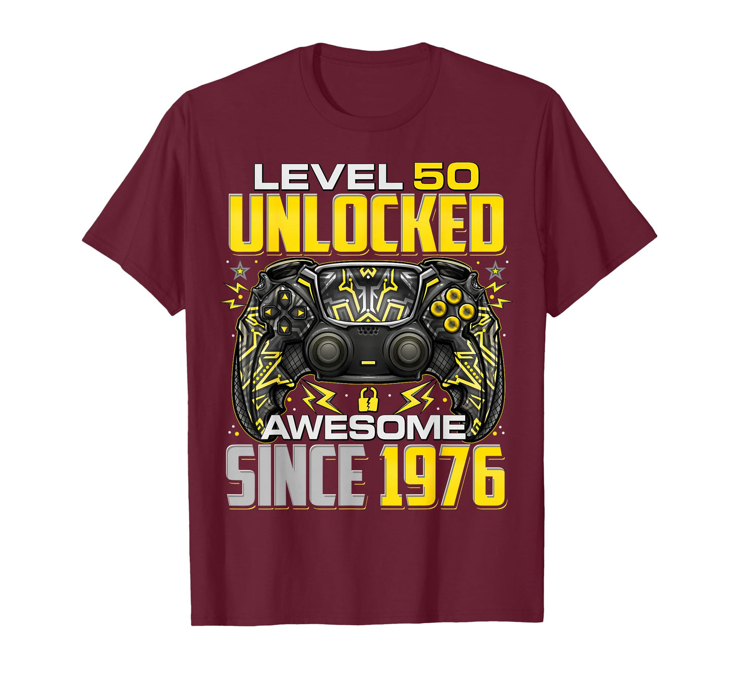 Level 50 Unlocked Awesome Since 1976 50th Birthday Gaming T-Shirt