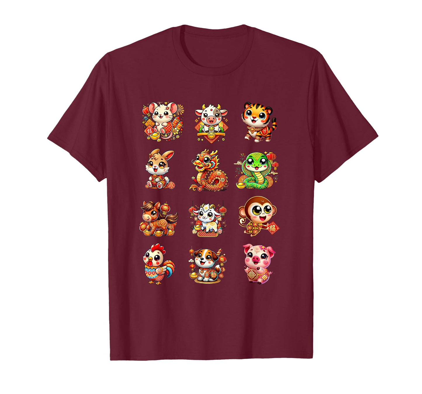 Chinese New Year Cute 12 Zodiac Animal Signs Lunar New Year T-Shirt